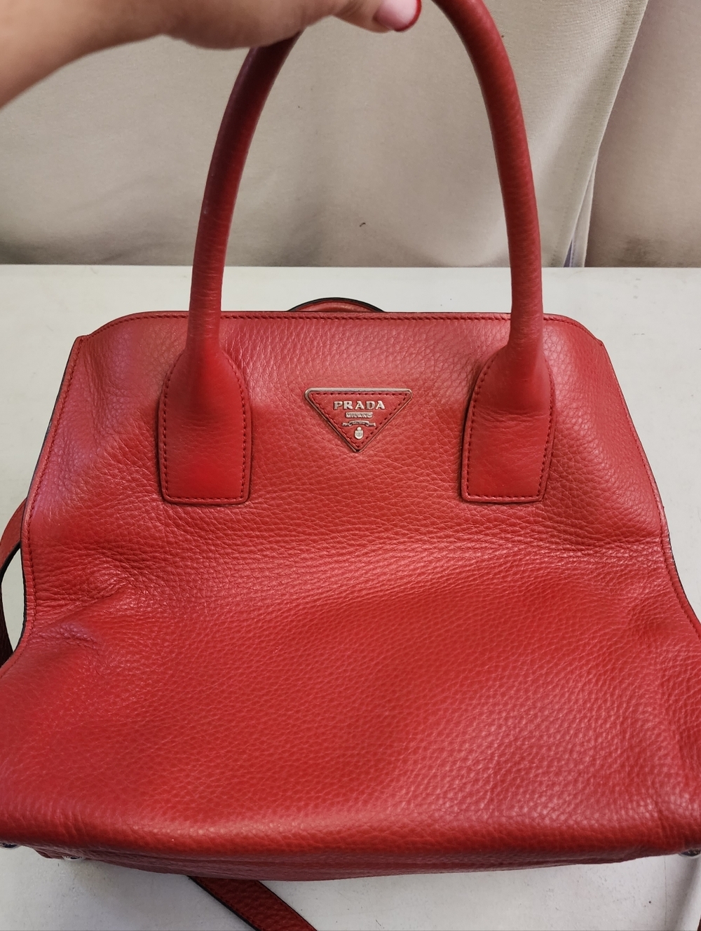 Authentic Prada Vitello Daino pebbled leather 2-way Bag With Digital COA - Picture 12 of 13